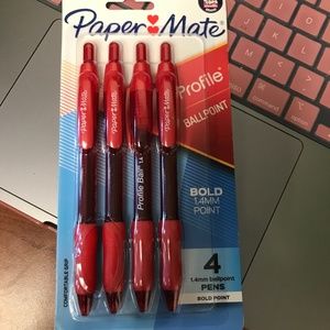 Paper Mate Profile Retractable Ballpoint Pens, Bold (1.4mm), Red, 4 Count